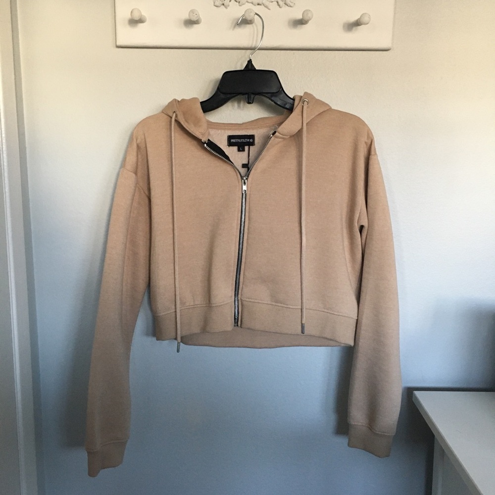 Prettylittlething Cropped Zip Up Hoodie